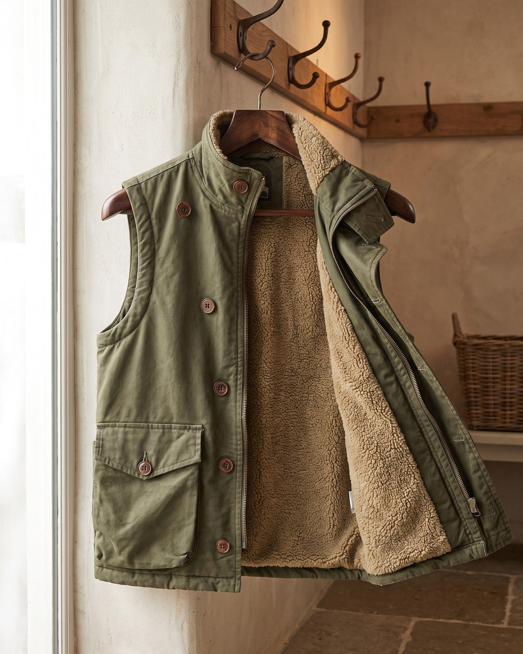 Gilet en Coton avec Doublure Sherpa