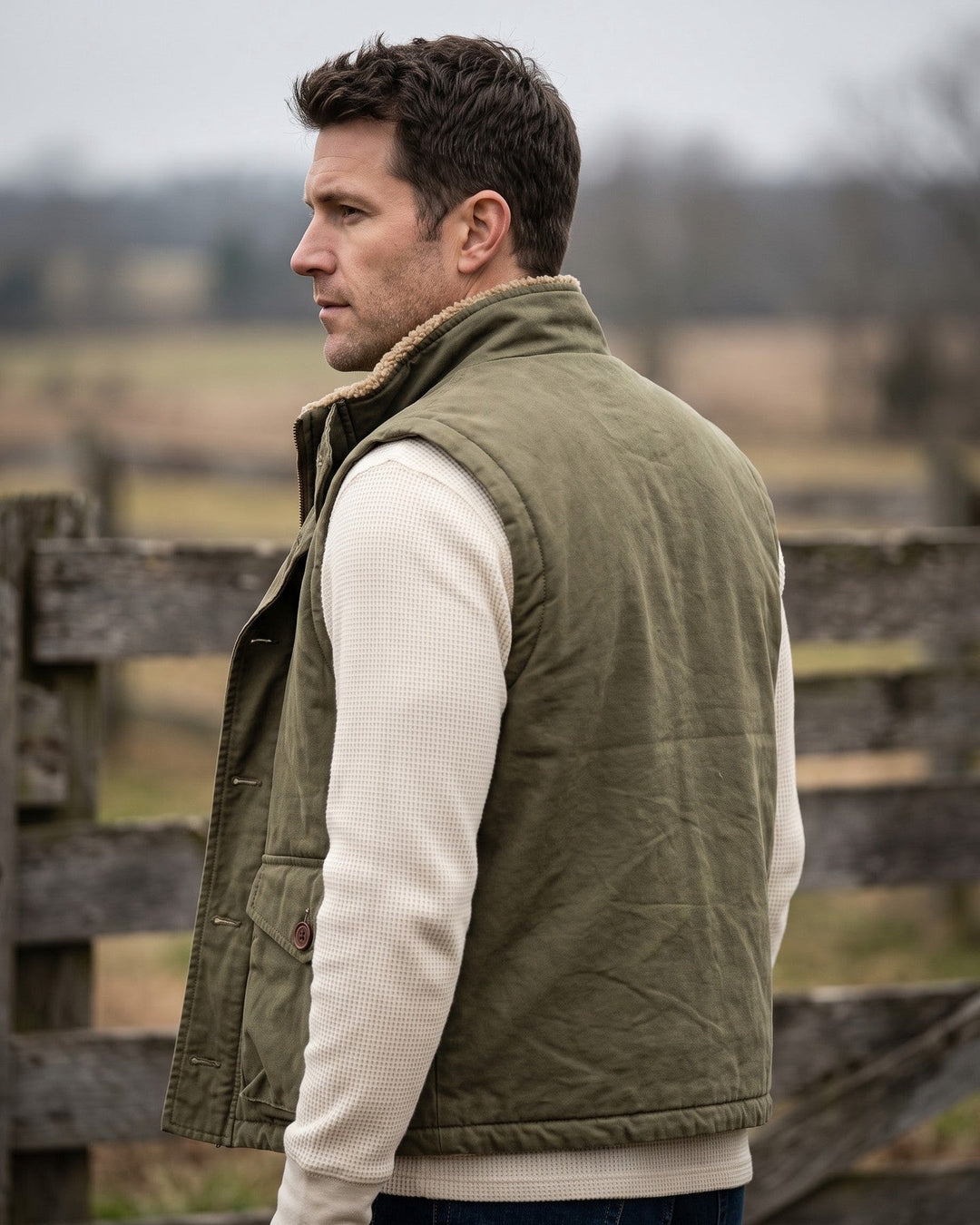 Gilet en Coton avec Doublure Sherpa