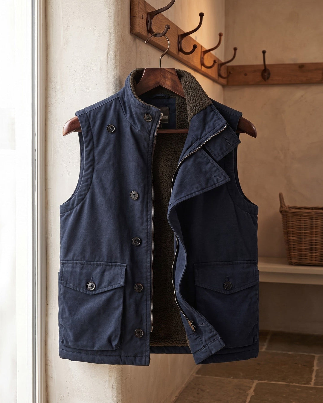 Gilet en Coton avec Doublure Sherpa