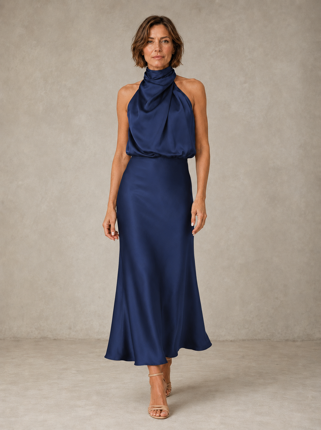 Harper | Robe de Soirée Satinée à Col Halter