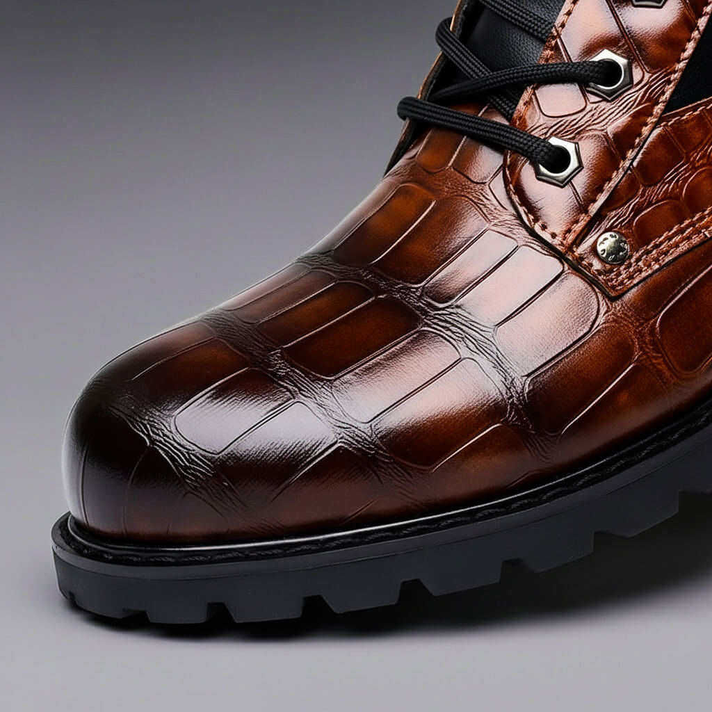 Bottes en cuir embossé Chase