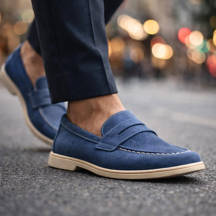 MOCASSINS EN SUÈDE MARINO