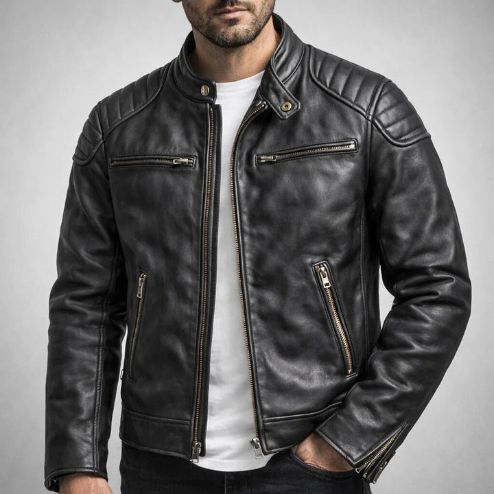 Maddox | Blouson biker en cuir vintage
