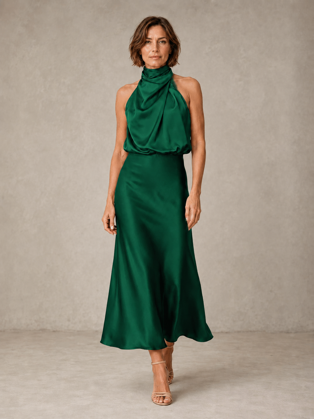 Harper | Robe de Soirée Satinée à Col Halter
