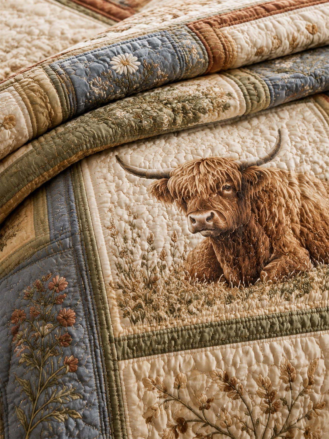 Ensemble de literie matelassé 3 pièces Highland Cow