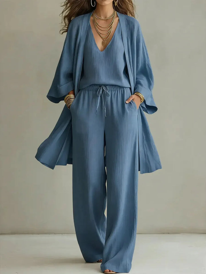 Elara | Ensemble Trois Pièces en Lin-Coton Sans Effort