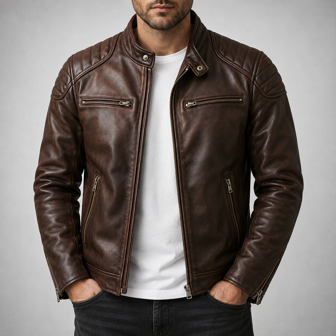 Maddox | Blouson biker en cuir vintage