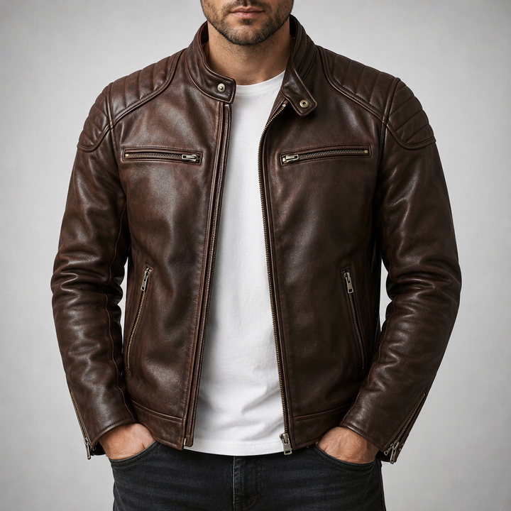 Maddox | Blouson biker en cuir vintage