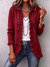 Rosalie | Veste en tricot côtelé rouge rubis avec volants