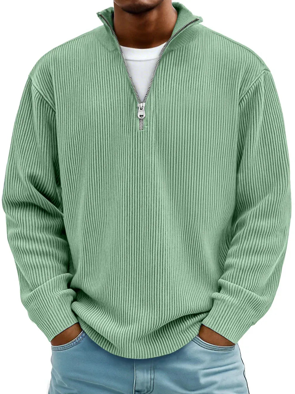Pull Zippé Côtelé