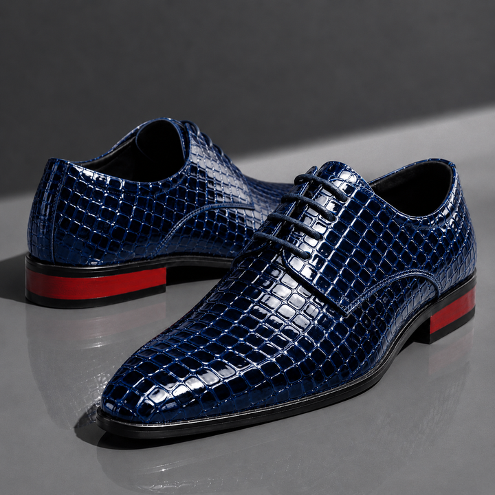 Santori | Richelieus bleu nuit effet croco