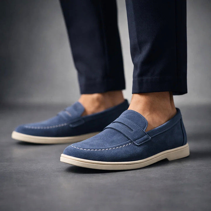 MOCASSINS EN SUÈDE MARINO