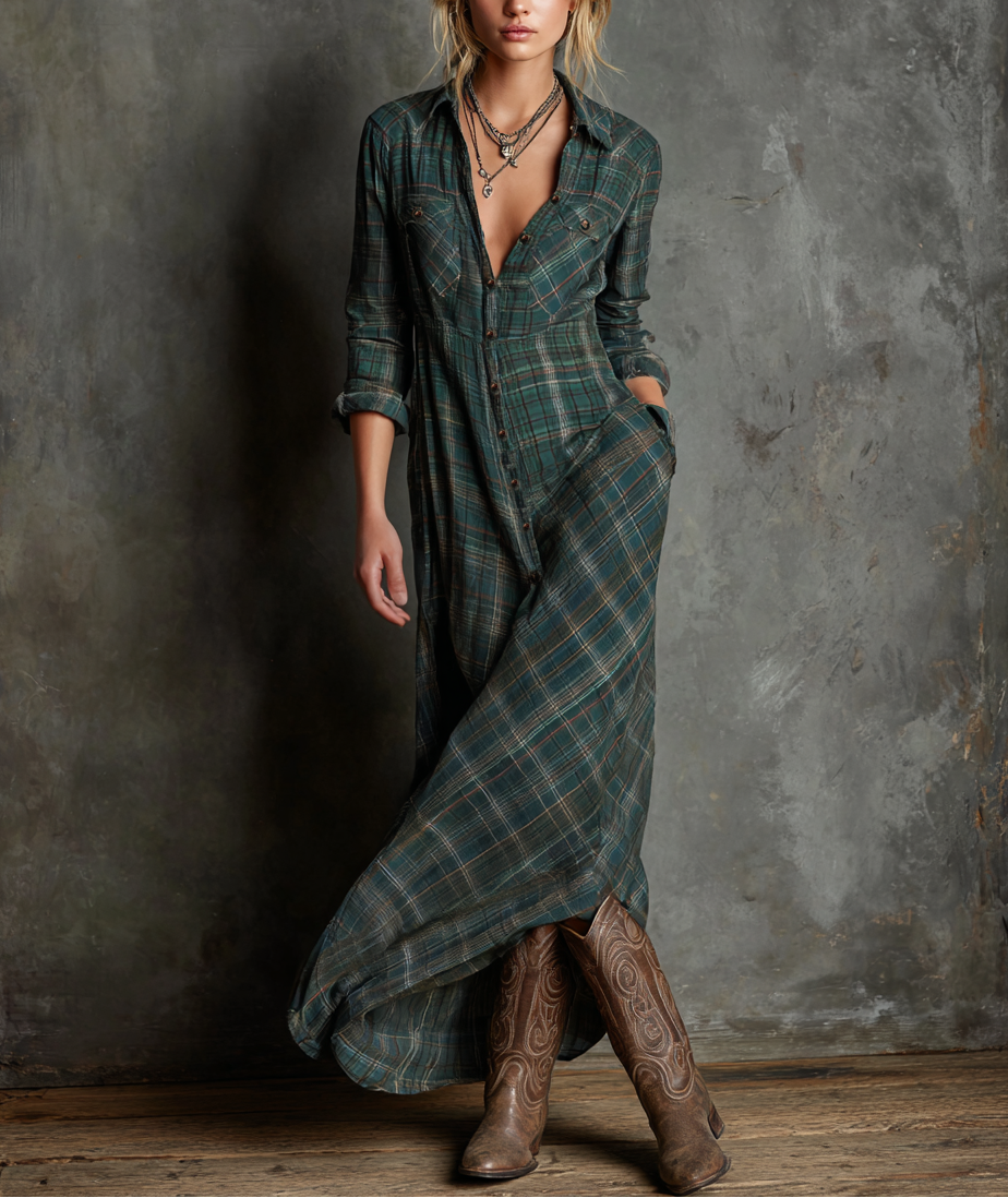 Iris | Robe Chemise à Carreaux Intemporelle