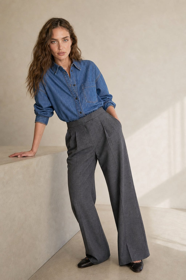 Pantalon Drapé à Jambes Larges Firenze