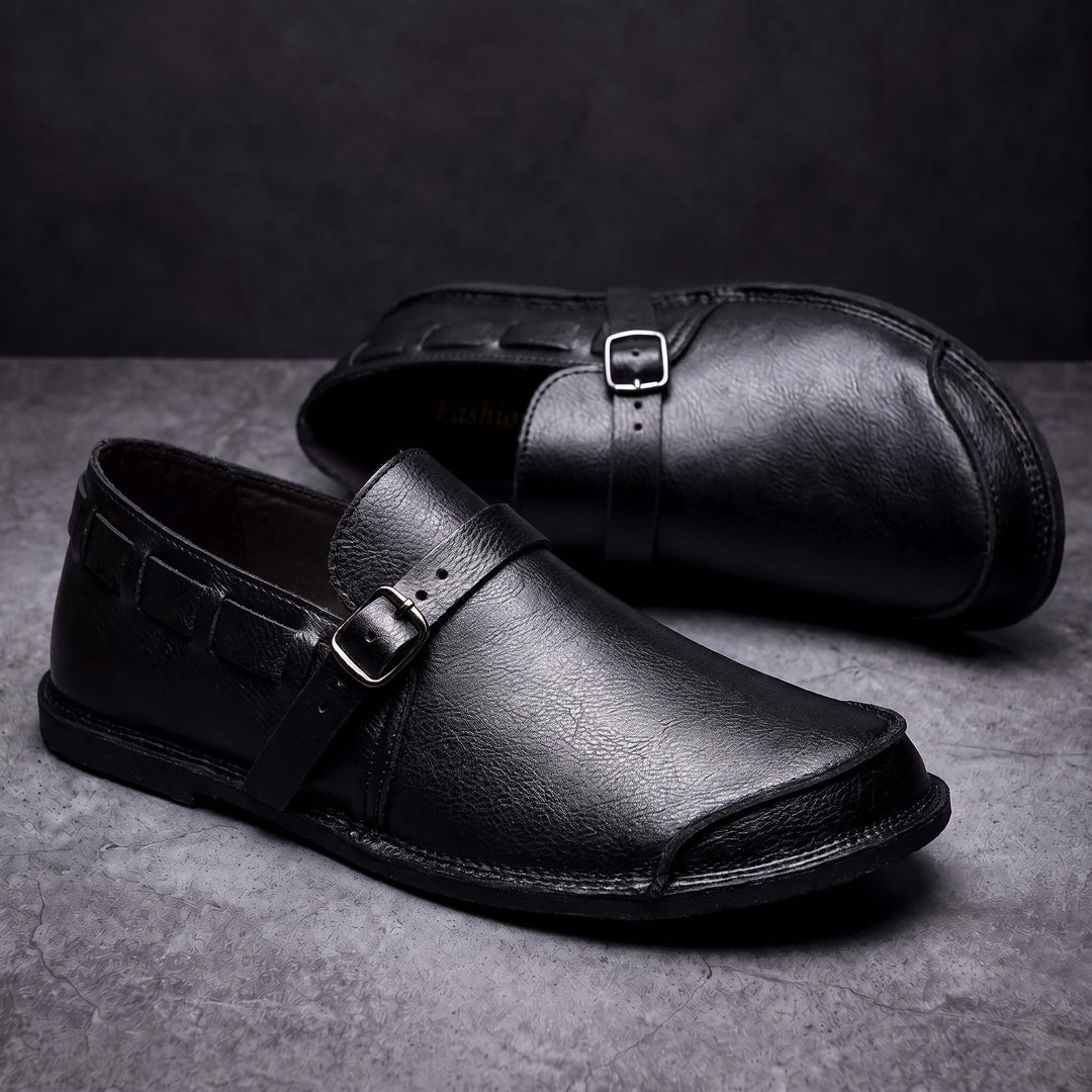 Mocassins à boucle en cuir