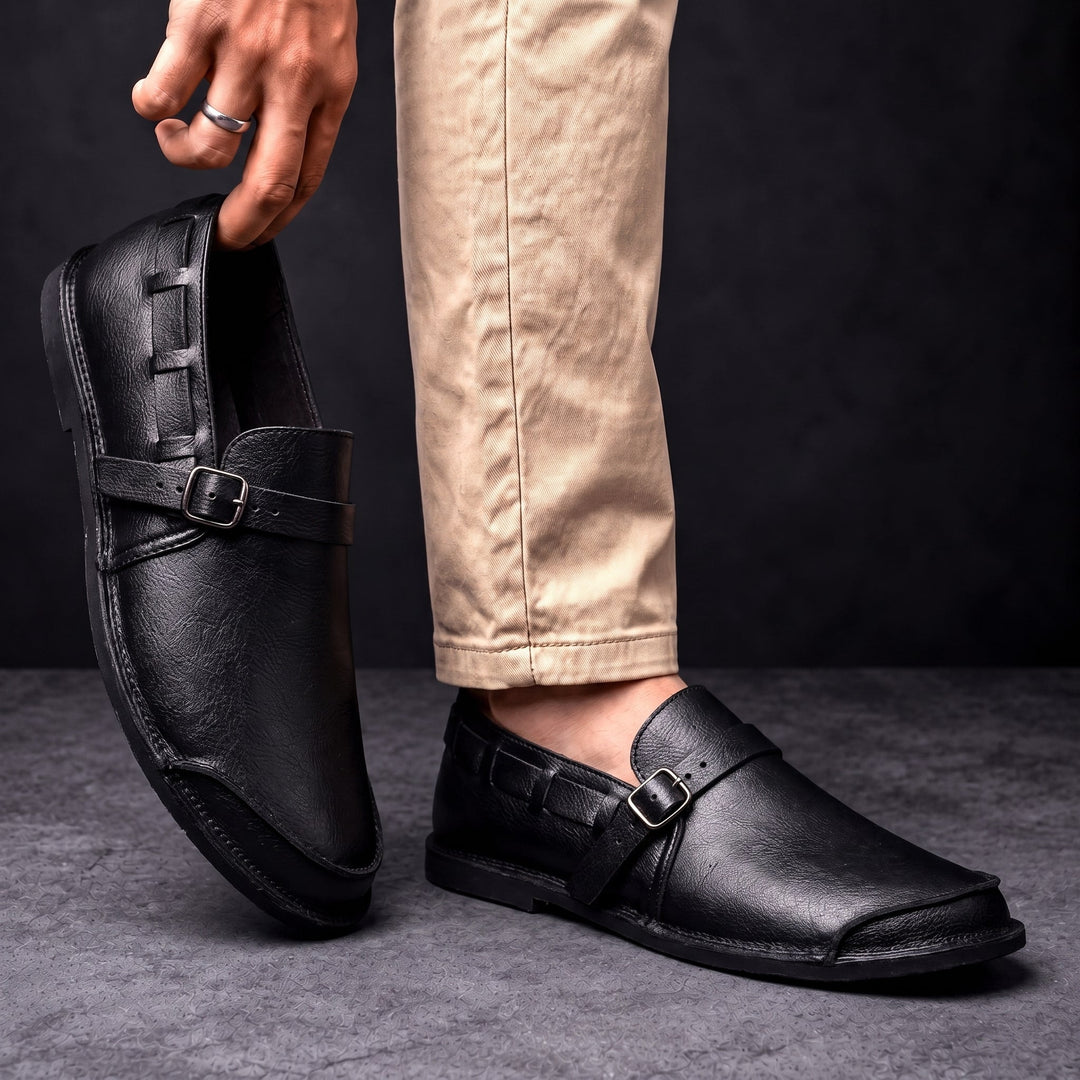 Mocassins à boucle en cuir