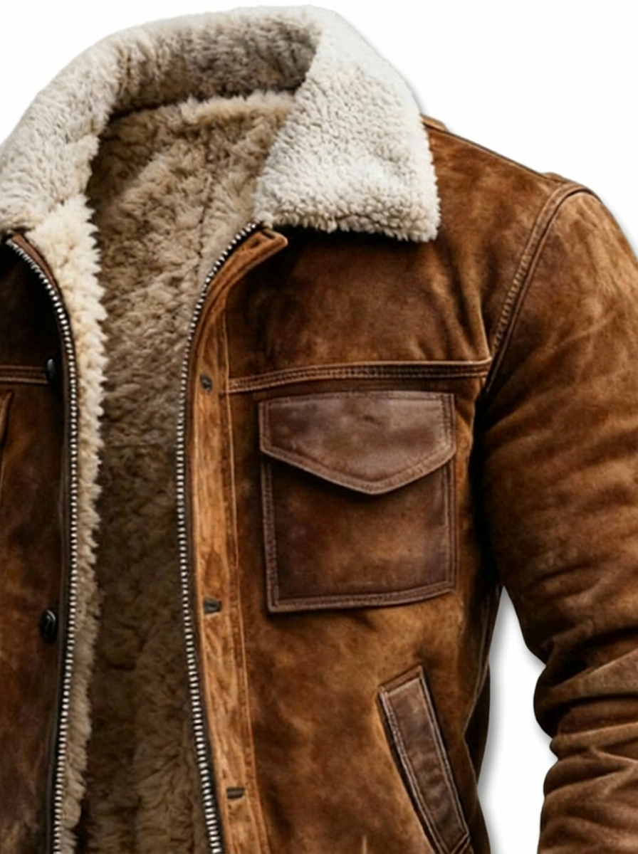 Veste en cuir Sherpa