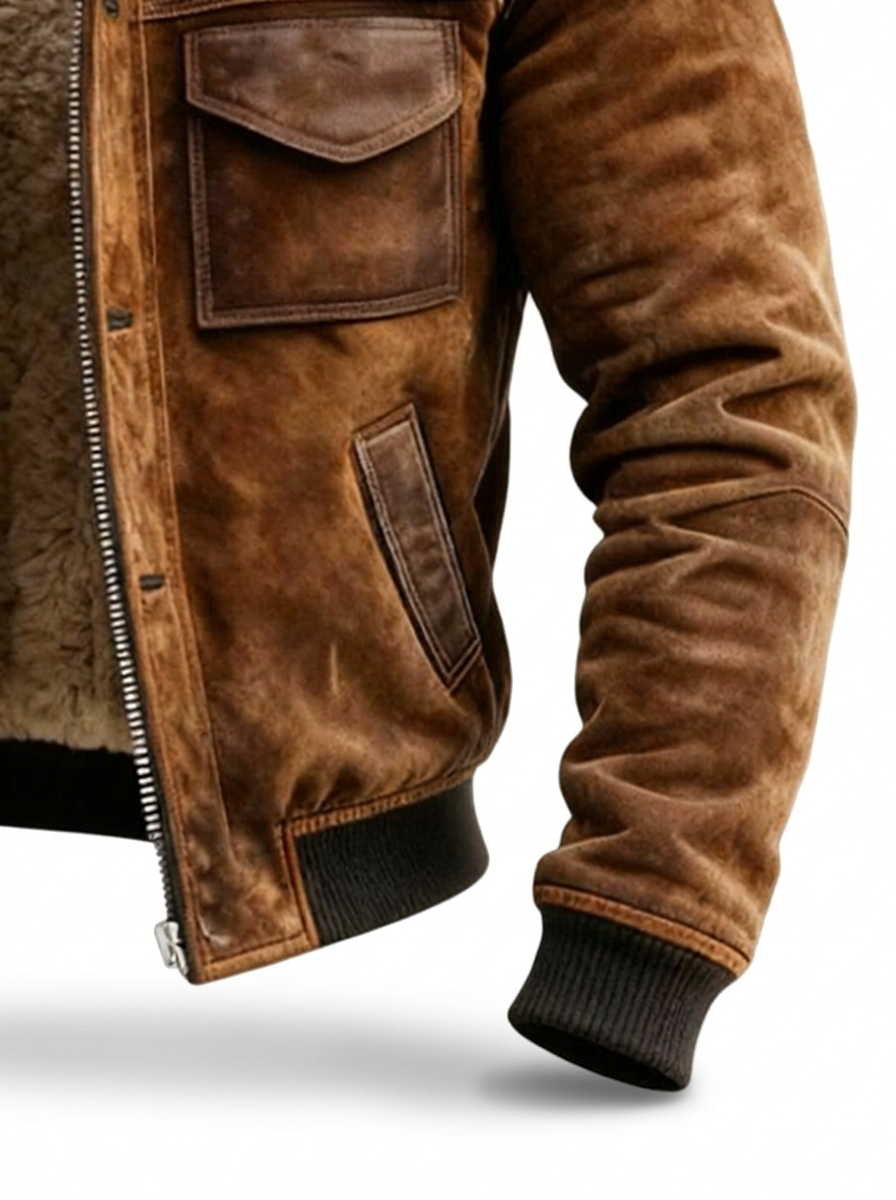 Veste en cuir Sherpa