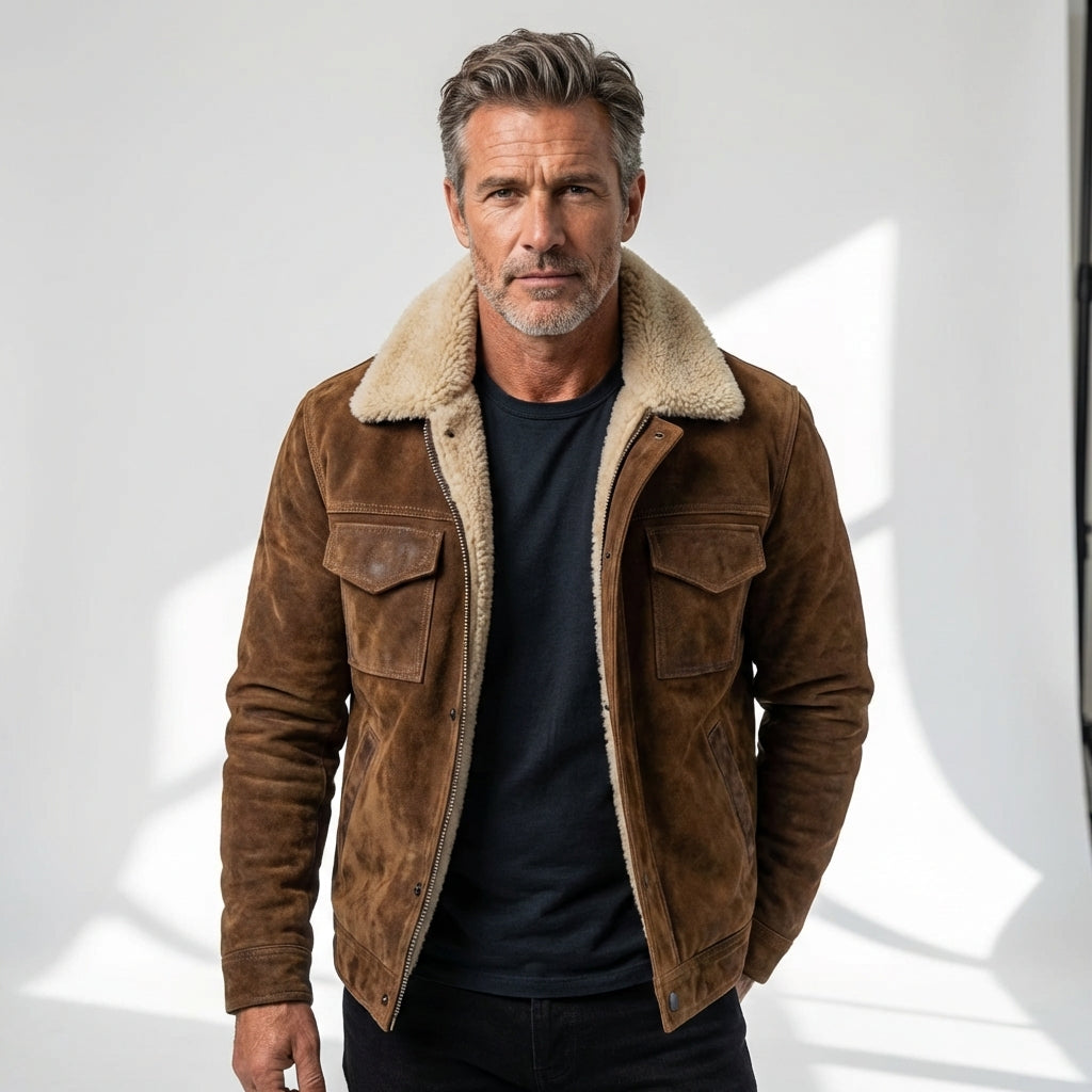Veste en cuir Sherpa