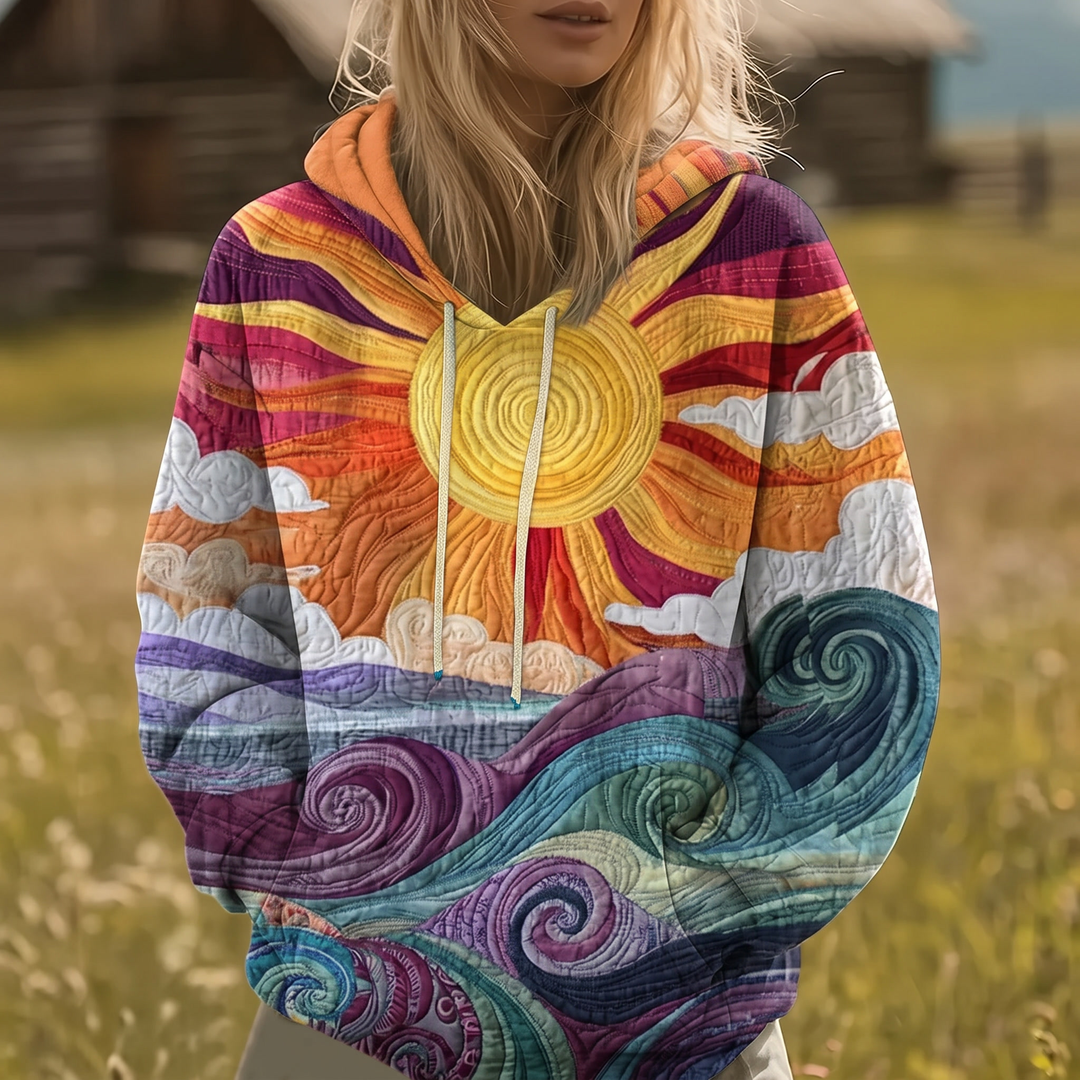 Auralei™ | Sweat à capuche imprimé Sunburst Y2K