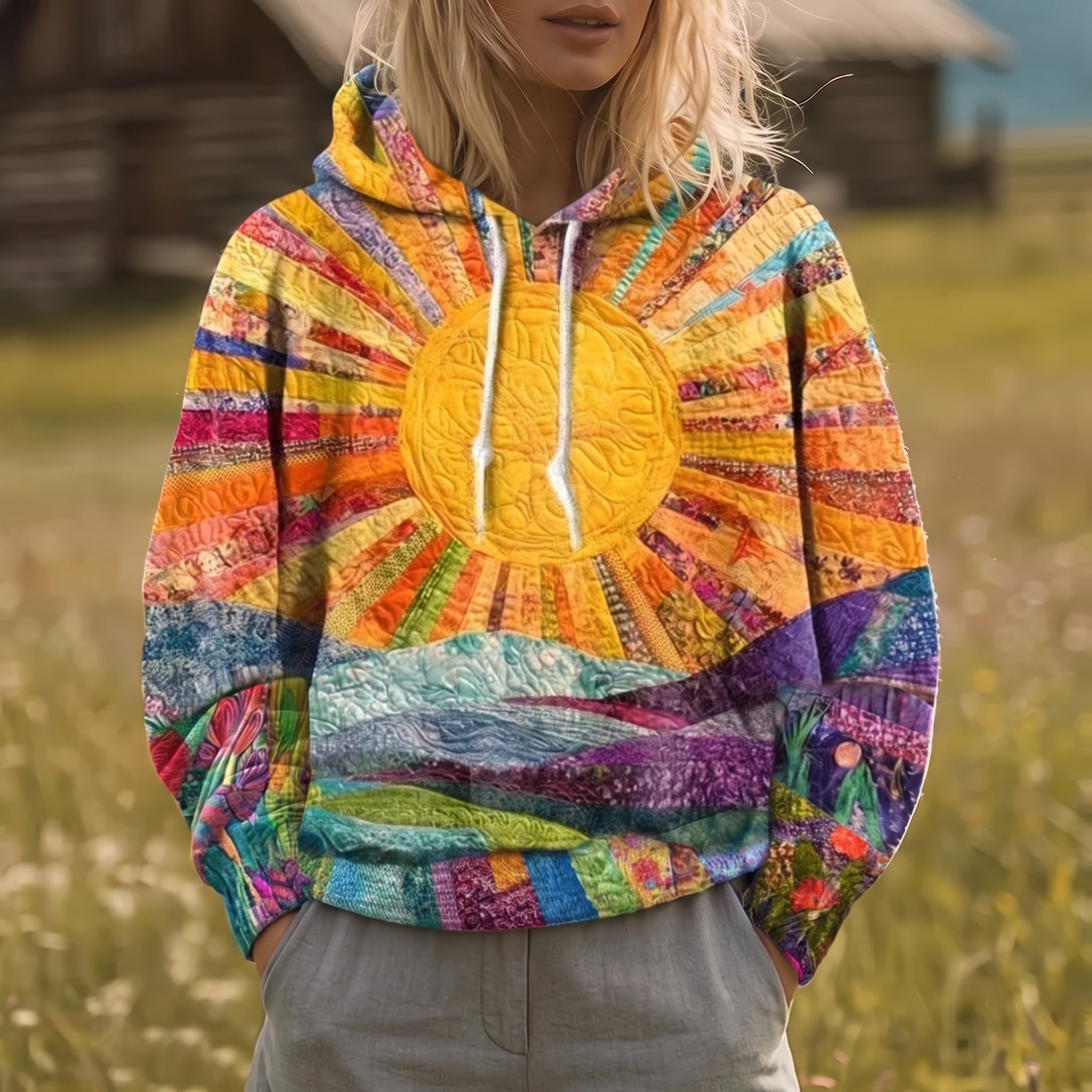 Ryleth™ | Sweat à capuche imprimé Sunburst Y2K