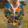 Halcyra™ | Sweat à capuche zippé imprimé soleil