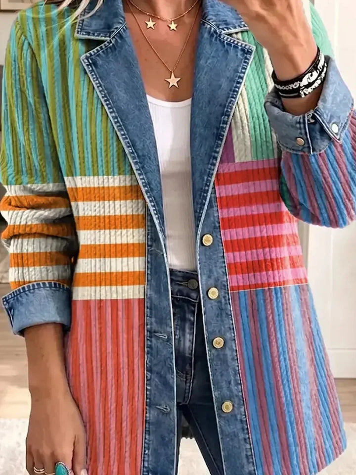 Harper | Veste au Style Artistique Rétro avec Motif Géométrique