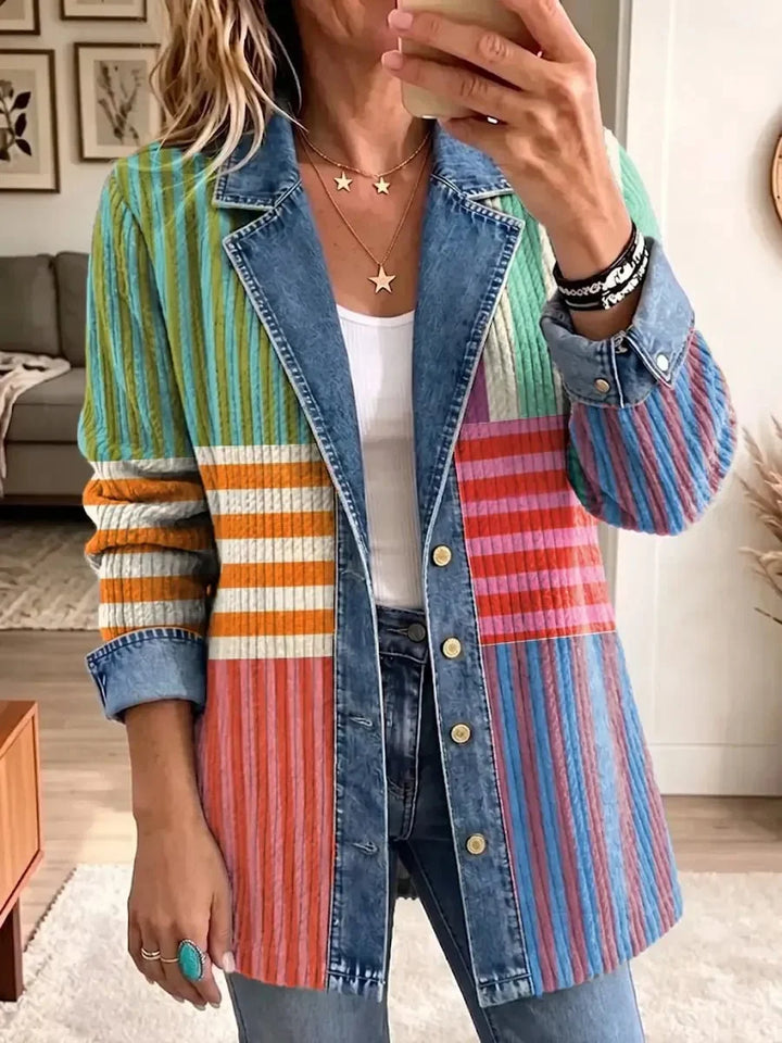 Harper | Veste au Style Artistique Rétro avec Motif Géométrique