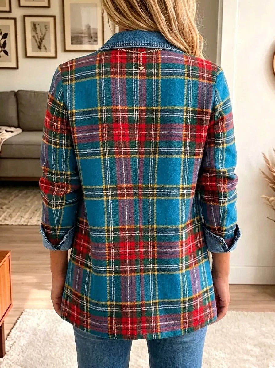 Giulia | Blazer en Denim à Carreaux pour Femmes
