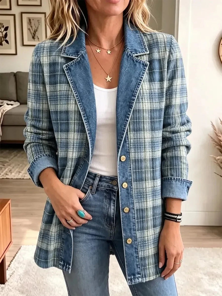 Sofia | Veste Casual en Denim avec Imprimé Rétro