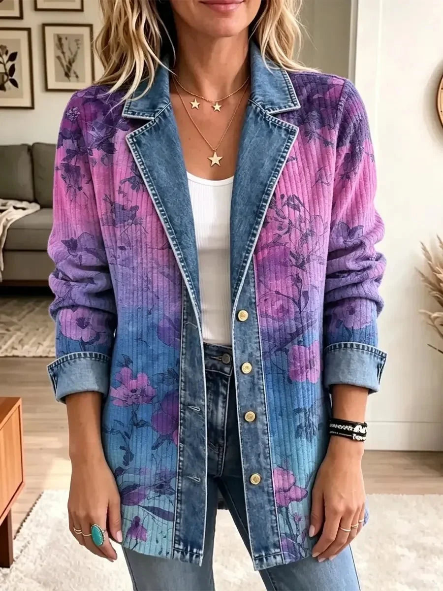Evelyn | Veste Élégante avec Motif Floral Rétro