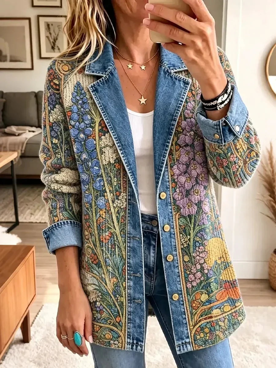 Elizabeth | Veste en Jean Floral Vintage