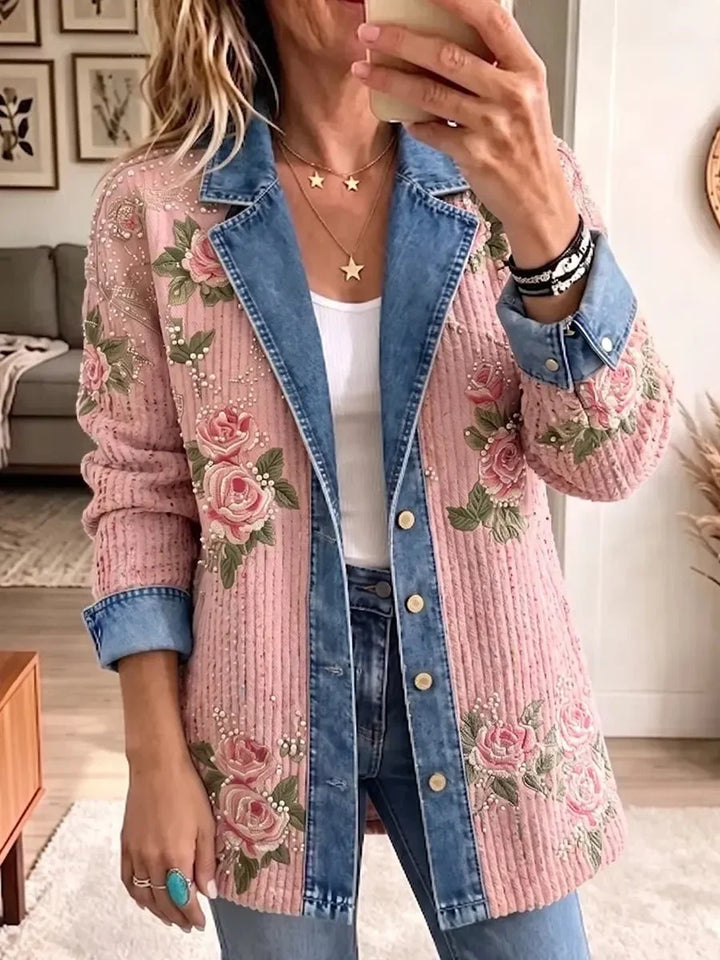 Aria | Blazer en Denim Patchwork Vintage Élégant