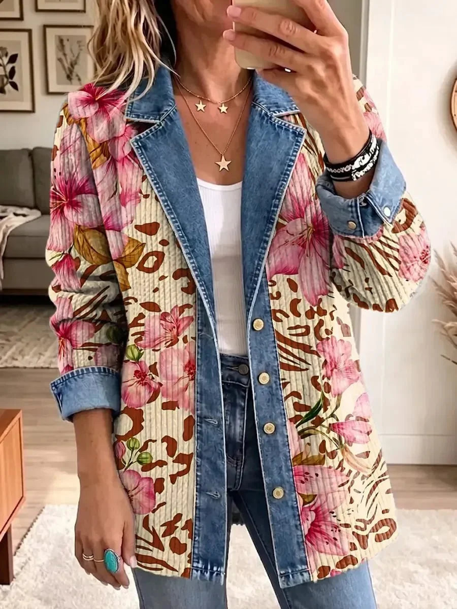 Luna | Veste Artistique avec Motif Léopard Floral Rétro