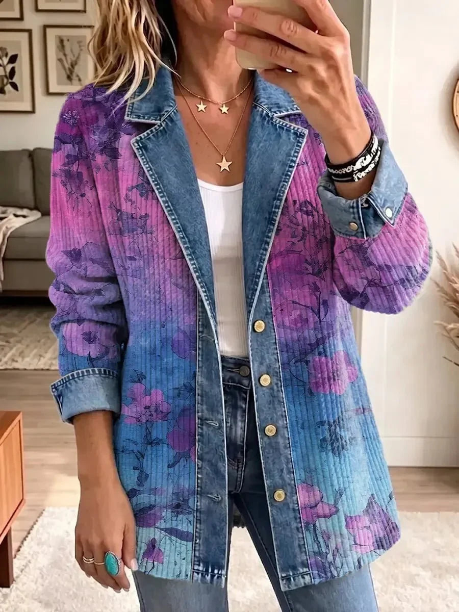 Evelyn | Veste Élégante avec Motif Floral Rétro