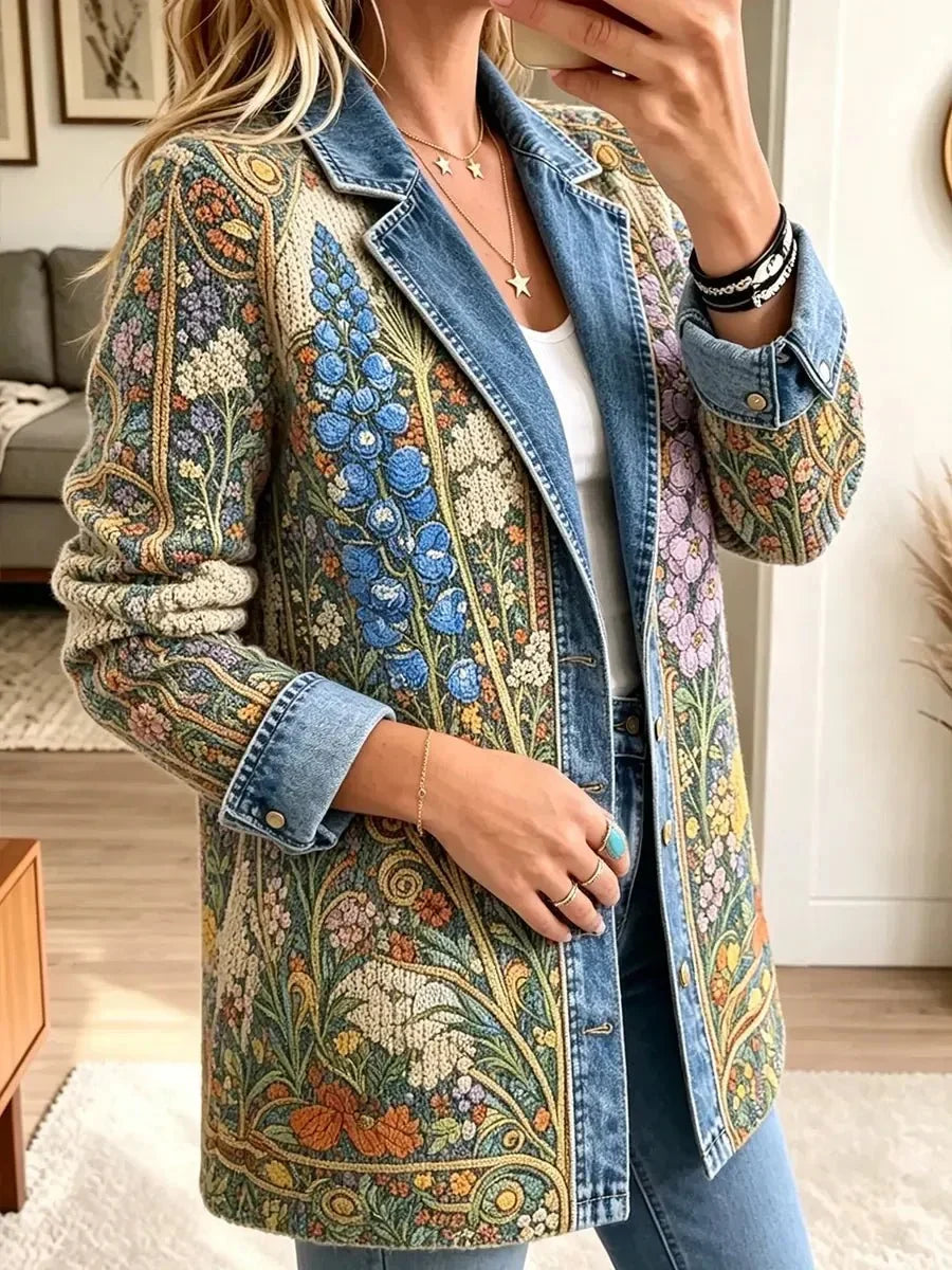 Elizabeth | Veste en Jean Floral Vintage