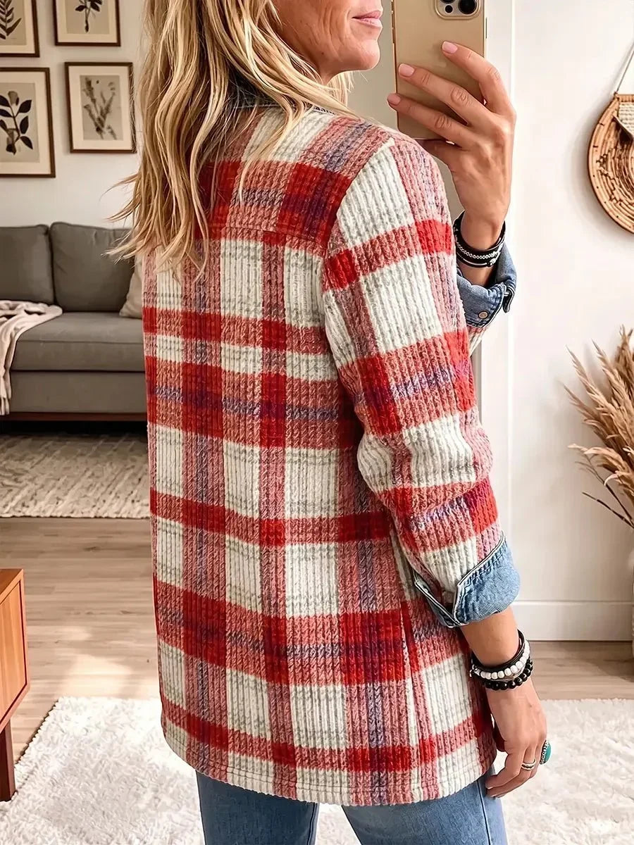 Francesca | Veste en Denim Patchwork Vintage Élégante