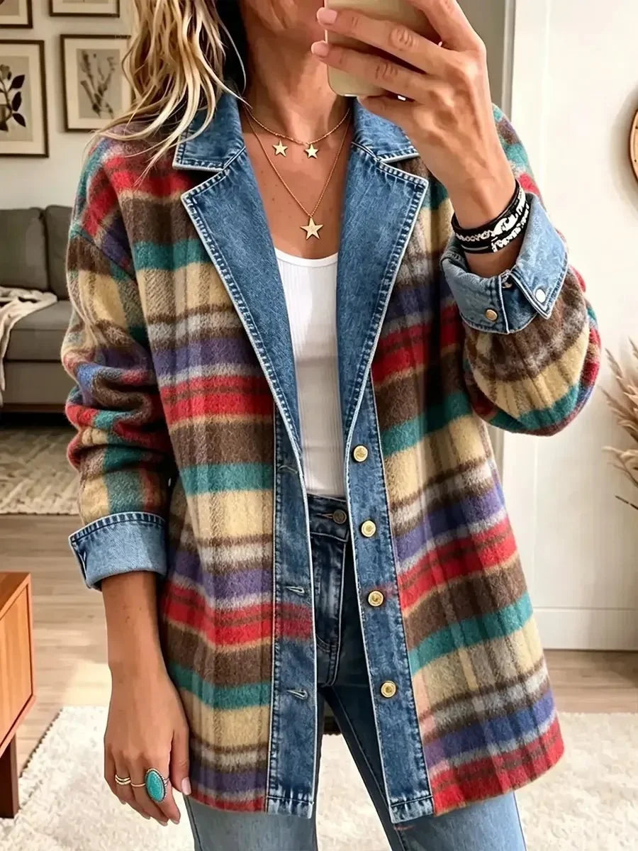 Charlotte | Veste Patchwork en Denim Vintage pour Femme