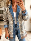 Amelia | Veste à la Mode en Denim Patchwork Rétro Ethnique