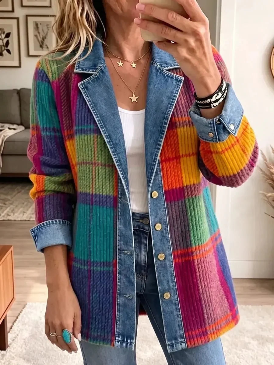 Emma | Veste en Denim Patchwork Élégante Vintage