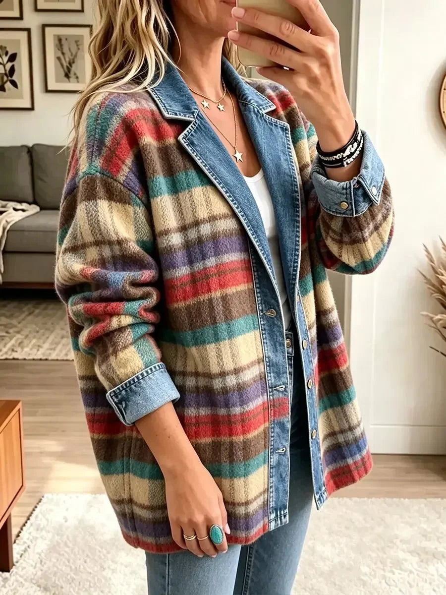 Charlotte | Veste Patchwork en Denim Vintage pour Femme