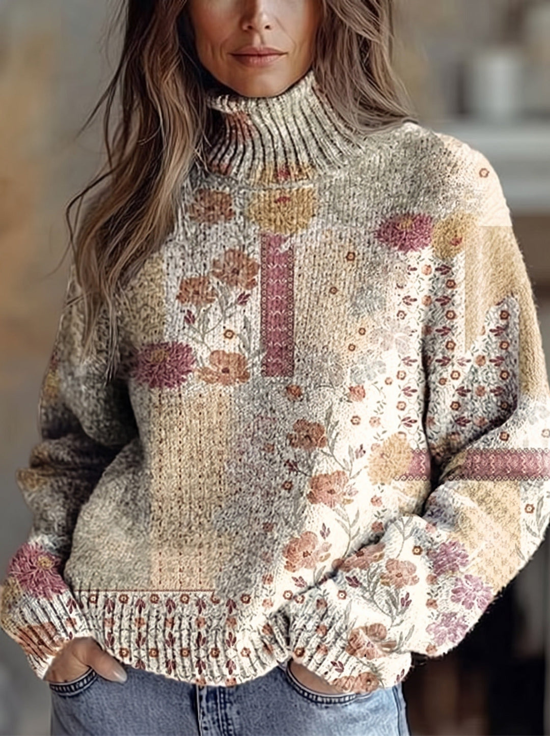 Valentina | Pull à Col Montant Patchwork