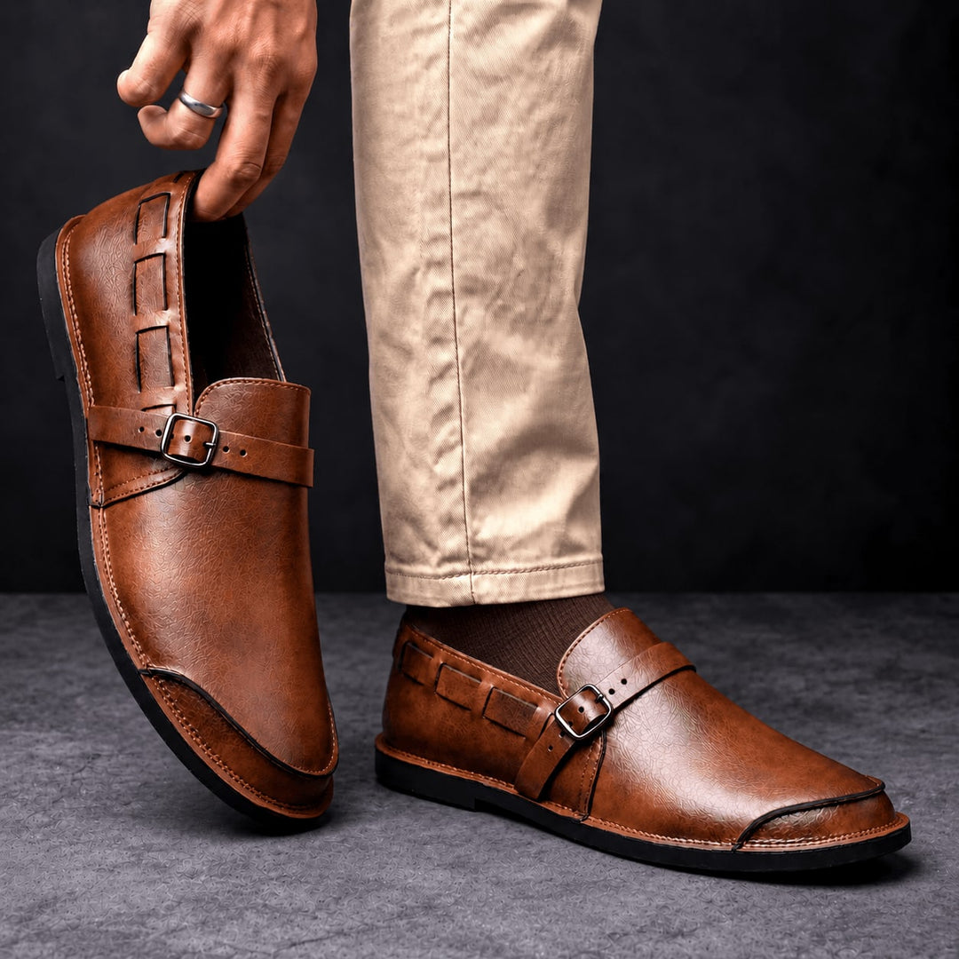 Mocassins à boucle en cuir
