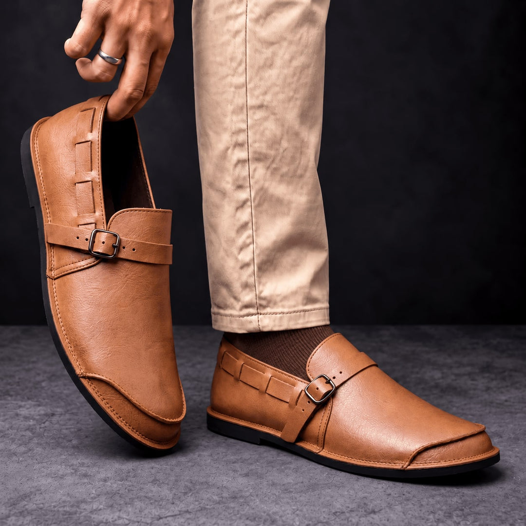 Mocassins à boucle en cuir