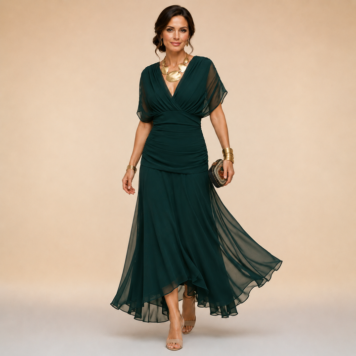 Robe de Soirée à Manches Drapées Madeline™