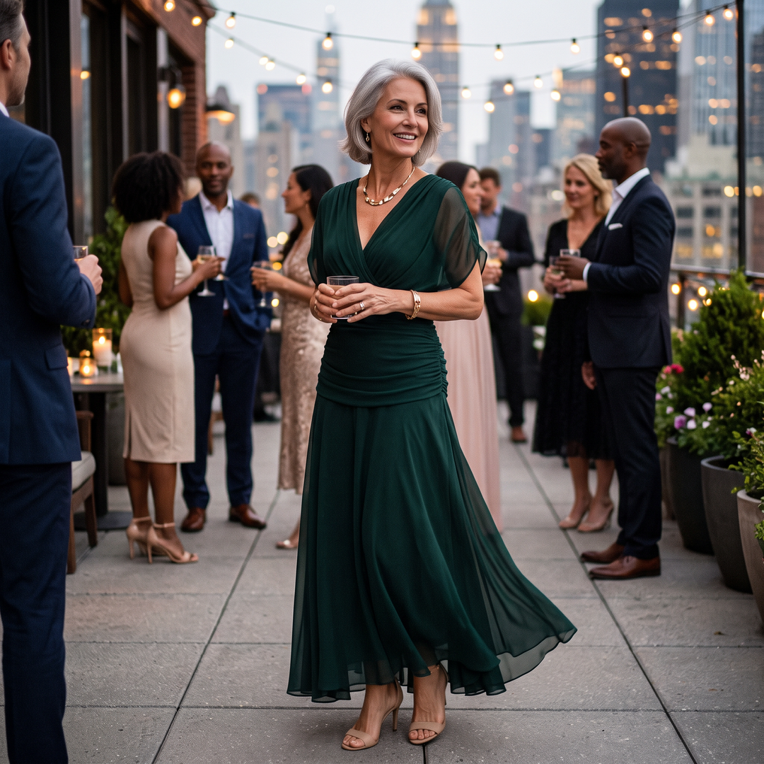 Robe de Soirée à Manches Drapées Madeline™