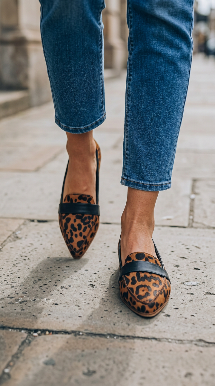 Mocassin Pointu avec Sangle sur le Cou-de-Pied