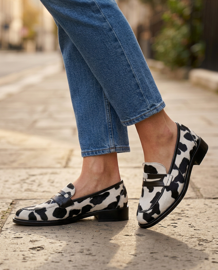 Mocassin Nives — Imprimé Vache avec Mocassin Penny