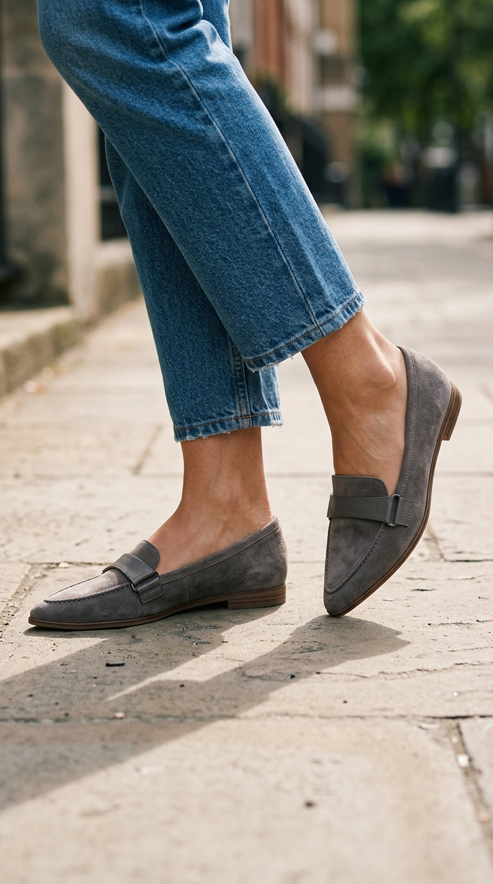 Mocassin Pointu avec Sangle sur le Cou-de-Pied