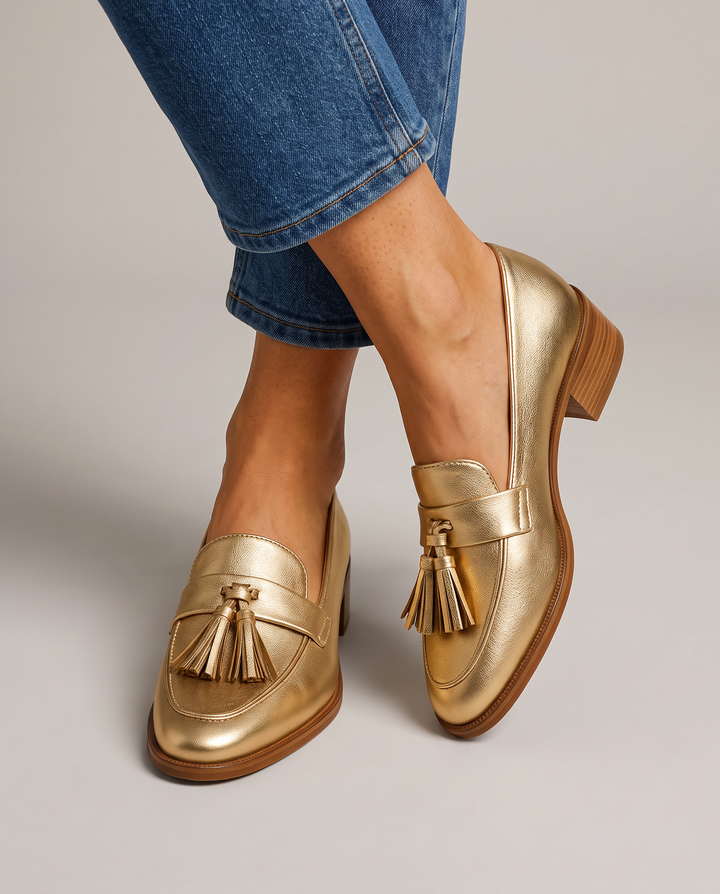 Mocassin Dorotea — Or avec Franges